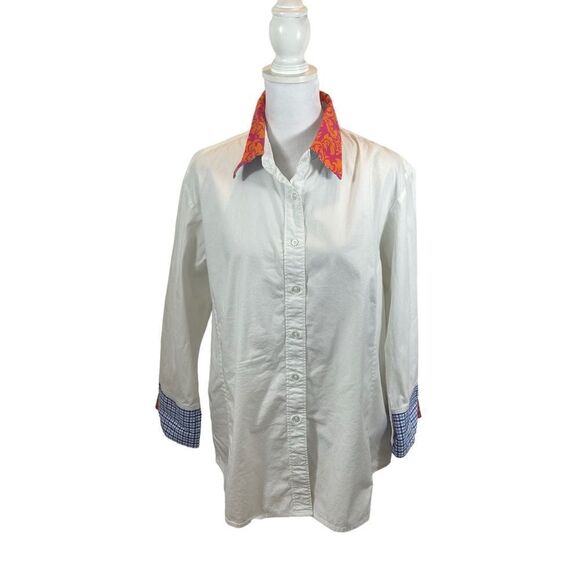 Ladies Pearly Vine Brand Stretch Button Down Blouse with Collar & Cuff Detail XL - Picture 11 of 14
